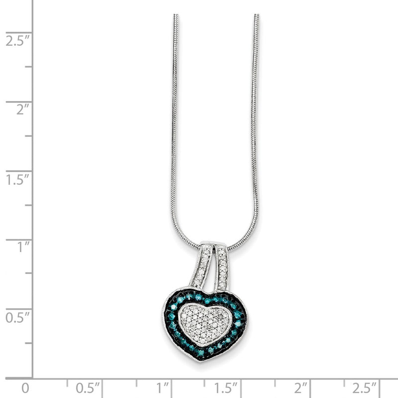 Sterling Silver Blue & White Diamond Pendant Necklace