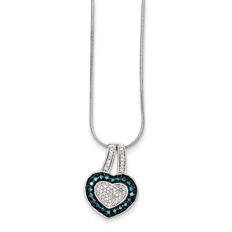 Sterling Silver Blue & White Diamond Pendant Necklace