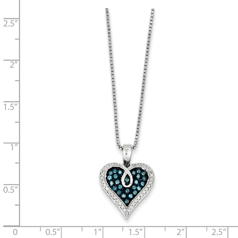 Sterling Silver Blue & White Diamond Pendant Necklace
