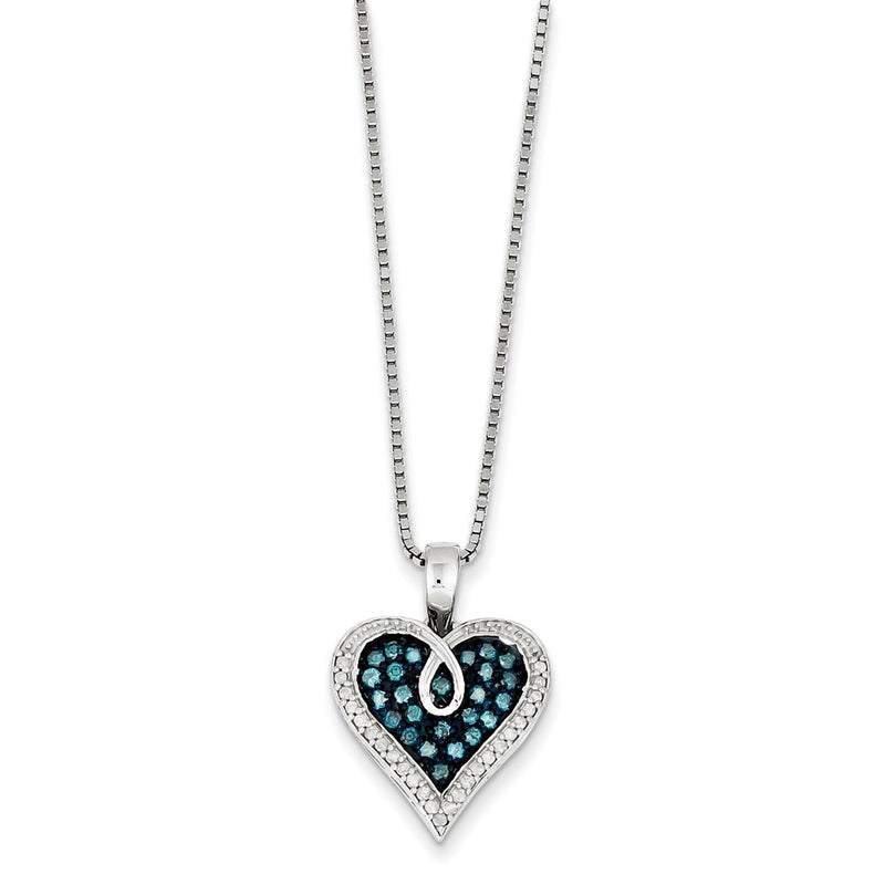 Sterling Silver Blue & White Diamond Pendant Necklace