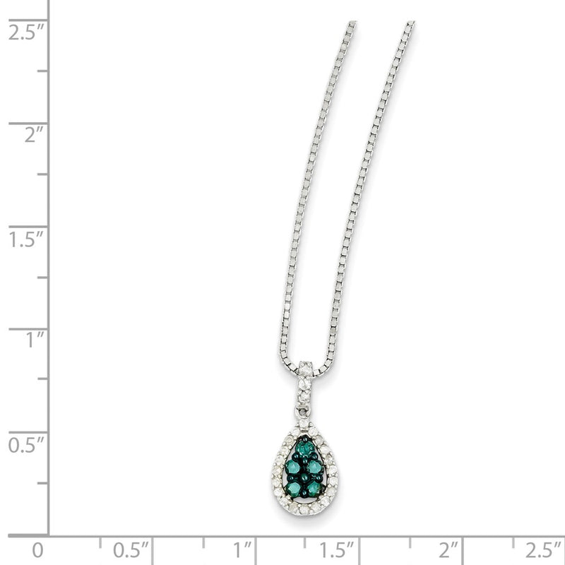 Sterling Silver Blue & White Diamond Pendant Necklace