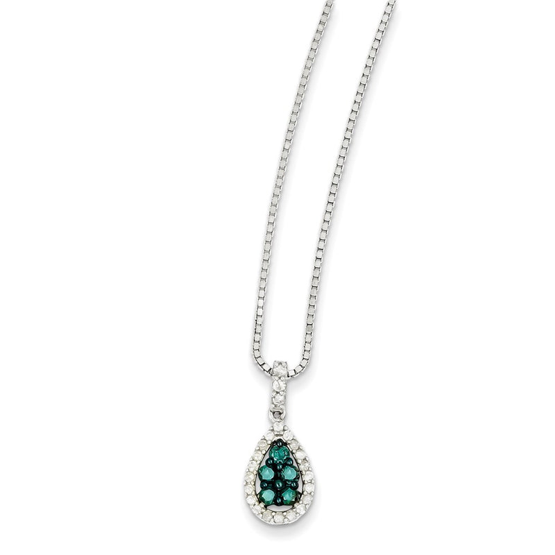Sterling Silver Blue & White Diamond Pendant Necklace