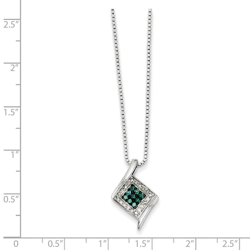 Sterling Silver White & Blue Diamond Pendant