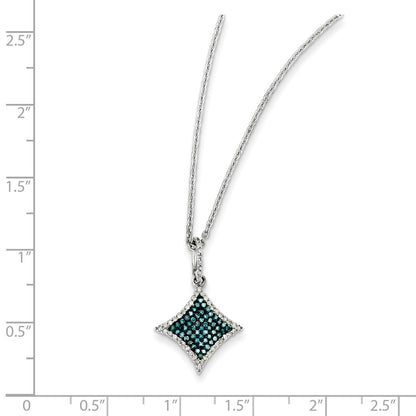 Sterling Silver Blue and White Diamond Pendant