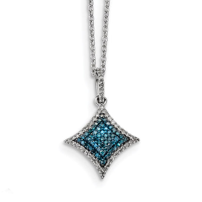 Sterling Silver Blue and White Diamond Pendant