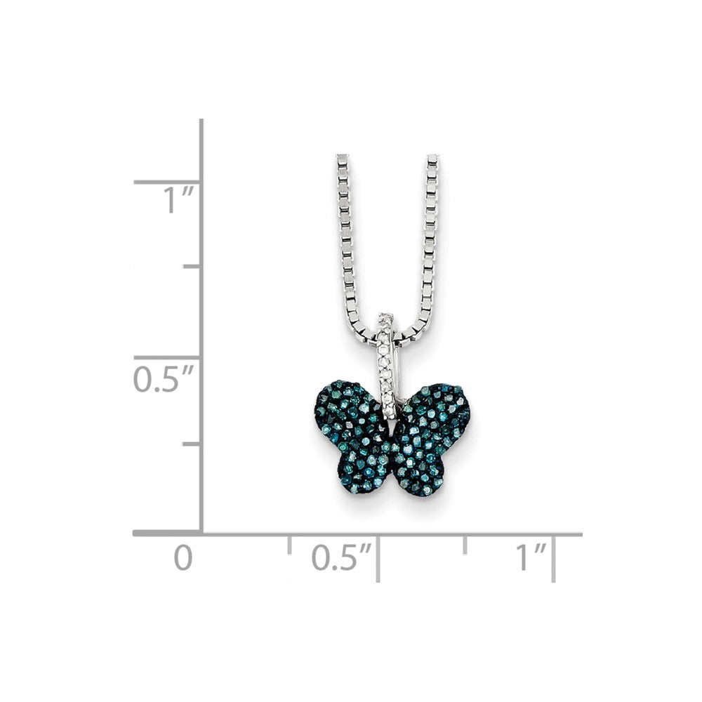 Sterling Silver Blue and White Diamond Butterfly Pendant