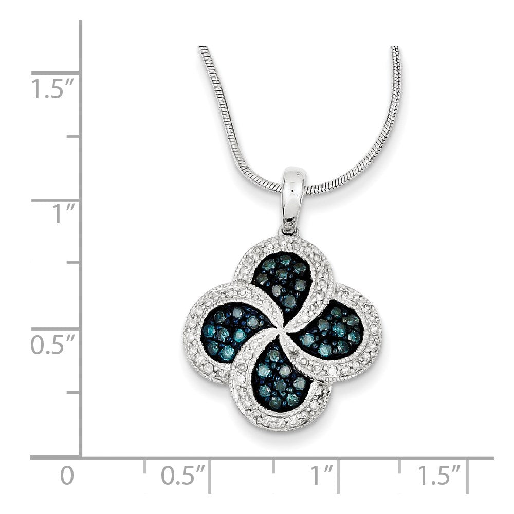 Sterling Silver Blue Diamond Clover Pendant