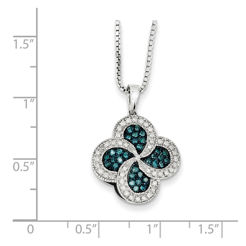 Sterling Silver Blue & White Diamond Pendant Necklace