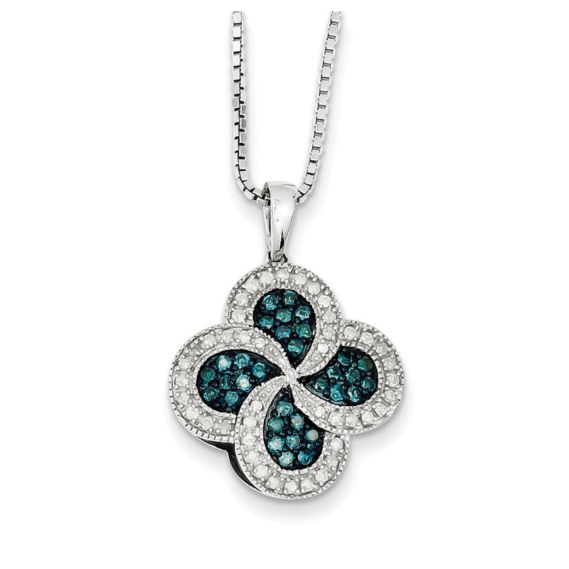 Sterling Silver Blue & White Diamond Pendant Necklace
