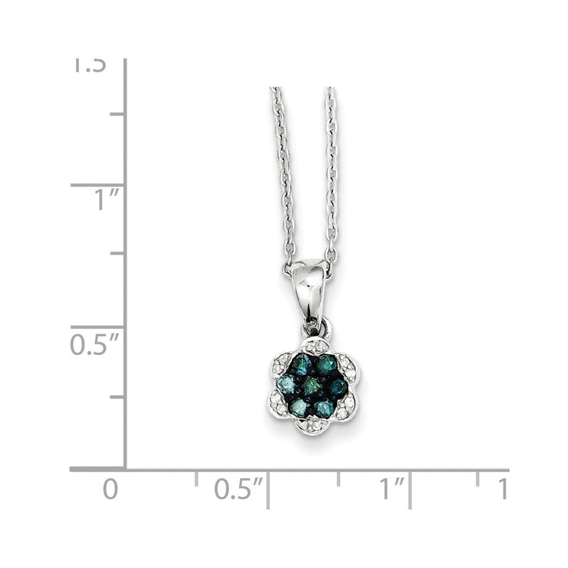 Sterling Silver Blue & White Diamond Pendant Necklace
