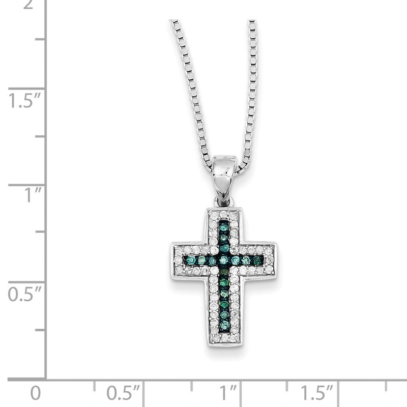 Sterling Silver Blue & White Diamond Pendant Necklace