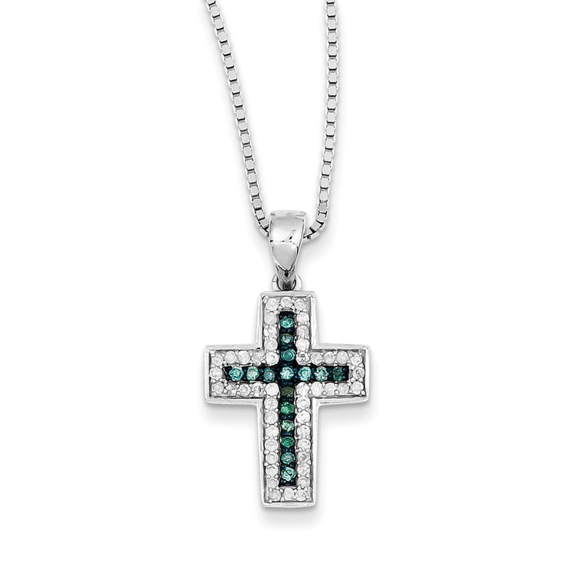Sterling Silver Blue & White Diamond Pendant Necklace
