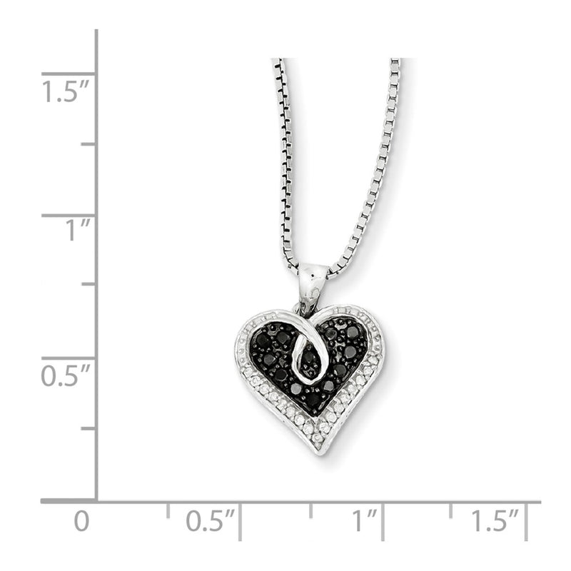 Sterling Silver Black & White Diamond Pendant Necklace