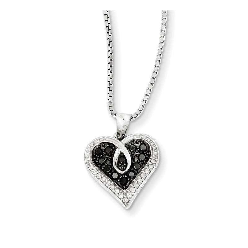 Sterling Silver Black & White Diamond Pendant Necklace