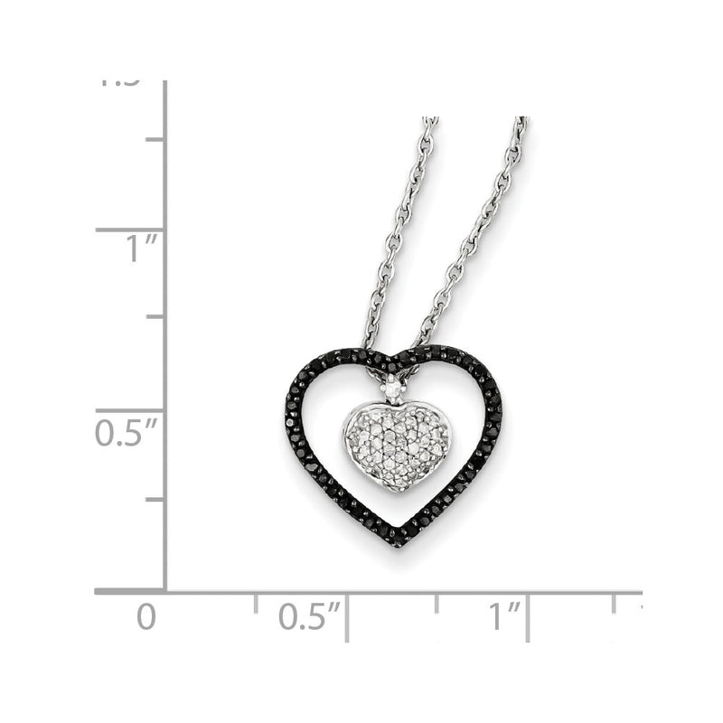 Sterling Silver Black & White Diamond Pendant Necklace