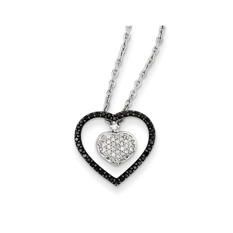 Sterling Silver Black & White Diamond Pendant Necklace