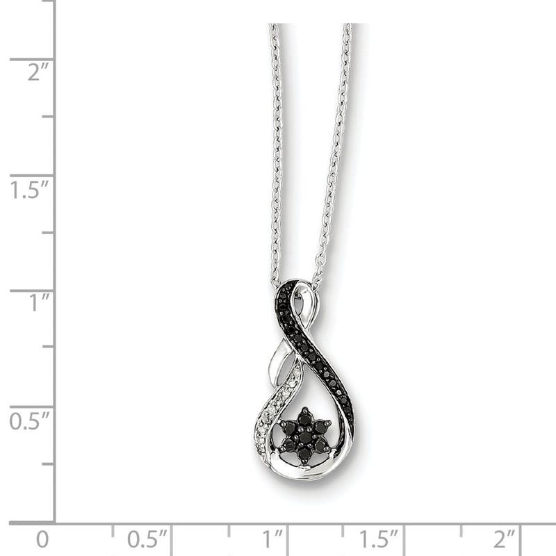 Sterling Silver Rhodium Plated Black & White Diamond Pendant