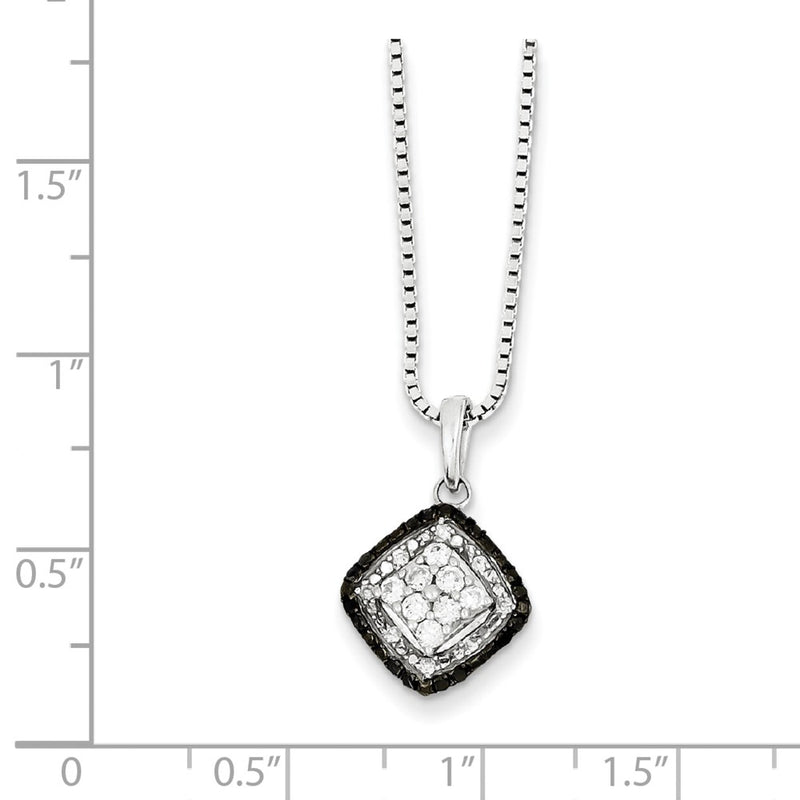 Sterling Silver White & Black Diamond Pendant