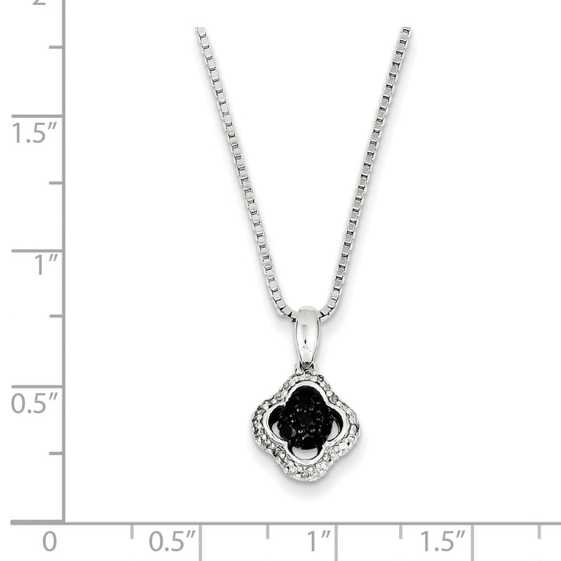 Sterling Silver Rhodium Plated Black & White Diamond Pendant