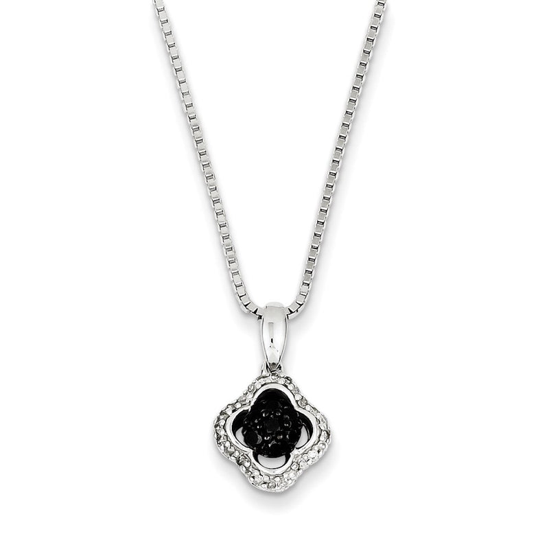 Sterling Silver Rhodium Plated Black & White Diamond Pendant