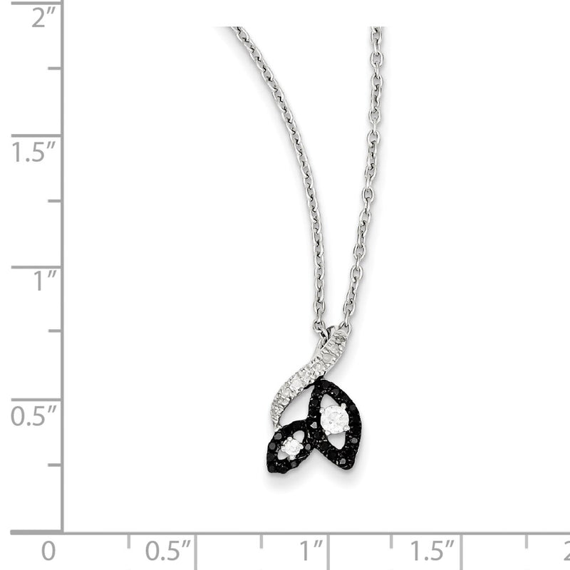 Sterling Silver Rhodium Plated Black & White Diamond Pendant