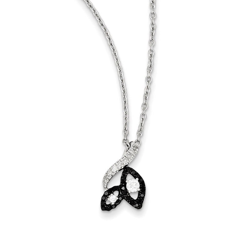 Sterling Silver Rhodium Plated Black & White Diamond Pendant