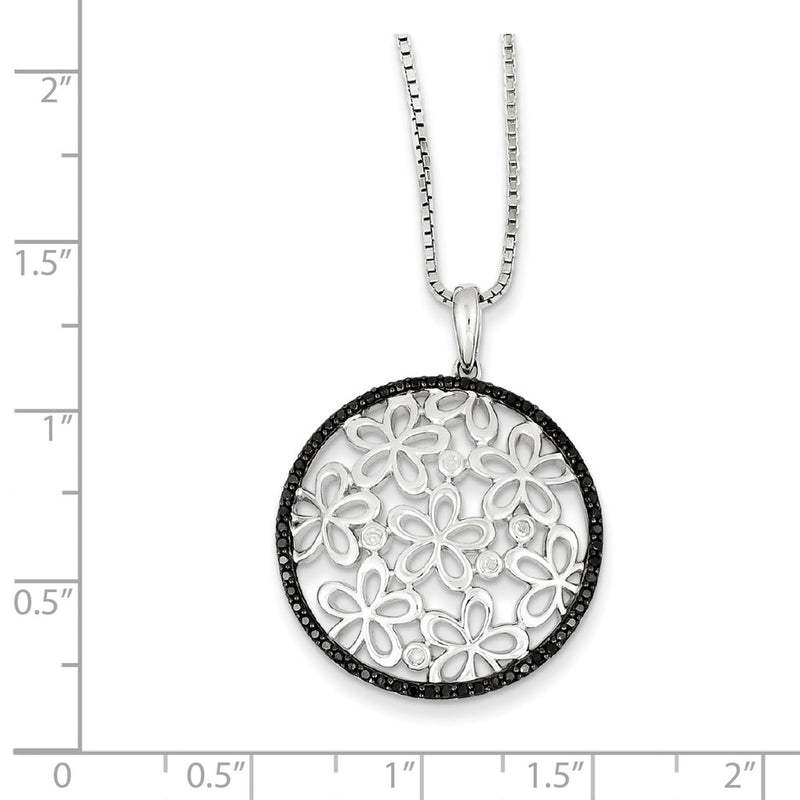 Sterling Silver Black & White Diamond Pendant Necklace