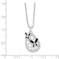 Sterling Silver Rhodium Plated Black & White Diamond Butterfly Pendant
