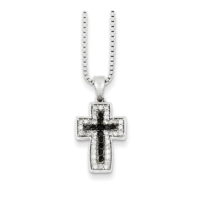 Sterling Silver Black & White Diamond Pendant Necklace
