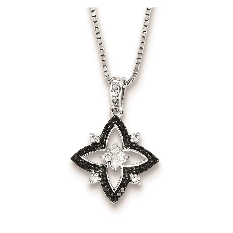 Sterling Silver Black & White Diamond Pendant