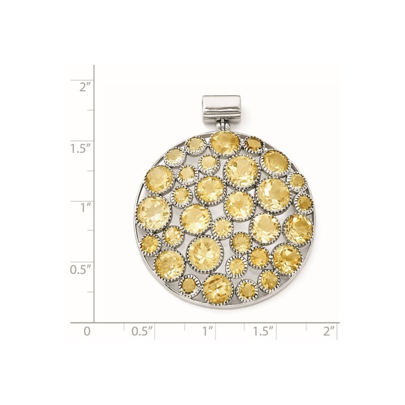 Sterling Silver Rhodium Plated Citrine Pendant