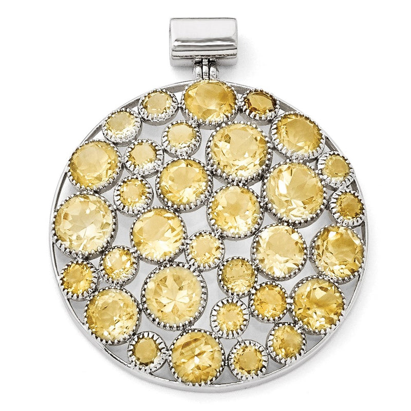 Sterling Silver Rhodium Plated Citrine Pendant
