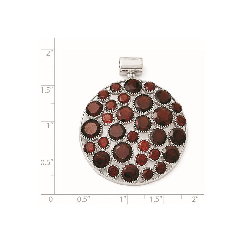 Sterling Silver Rhodium-plated Garnet Pendant