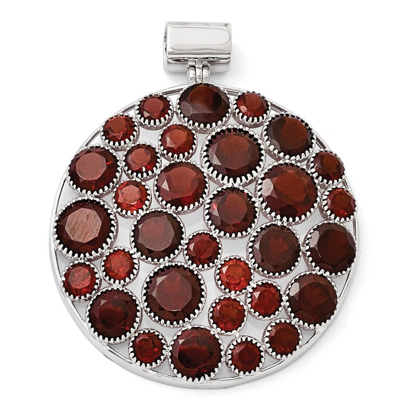 Sterling Silver Rhodium-plated Garnet Pendant