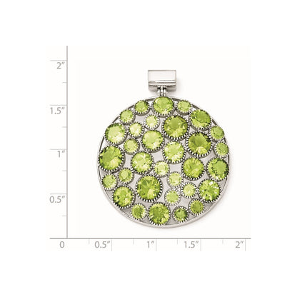 Sterling Silver Rhodium Plated Round Peridot Pendant