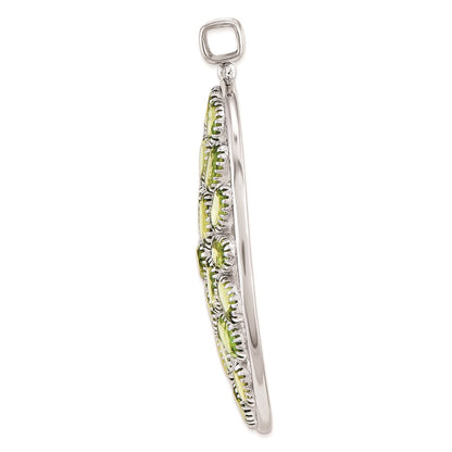 Sterling Silver Rhodium-plated Oval Peridot Pendant