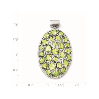 Sterling Silver Rhodium-plated Oval Peridot Pendant