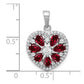 Sterling Silver Rhodium-plated Polished CZ and Lab Cr. Ruby Heart Pendant