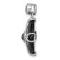 Sterling Silver Rhodium-plated Black Agate and Amethyst Pendant