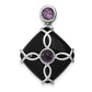 Sterling Silver Rhodium-plated Black Agate and Amethyst Pendant