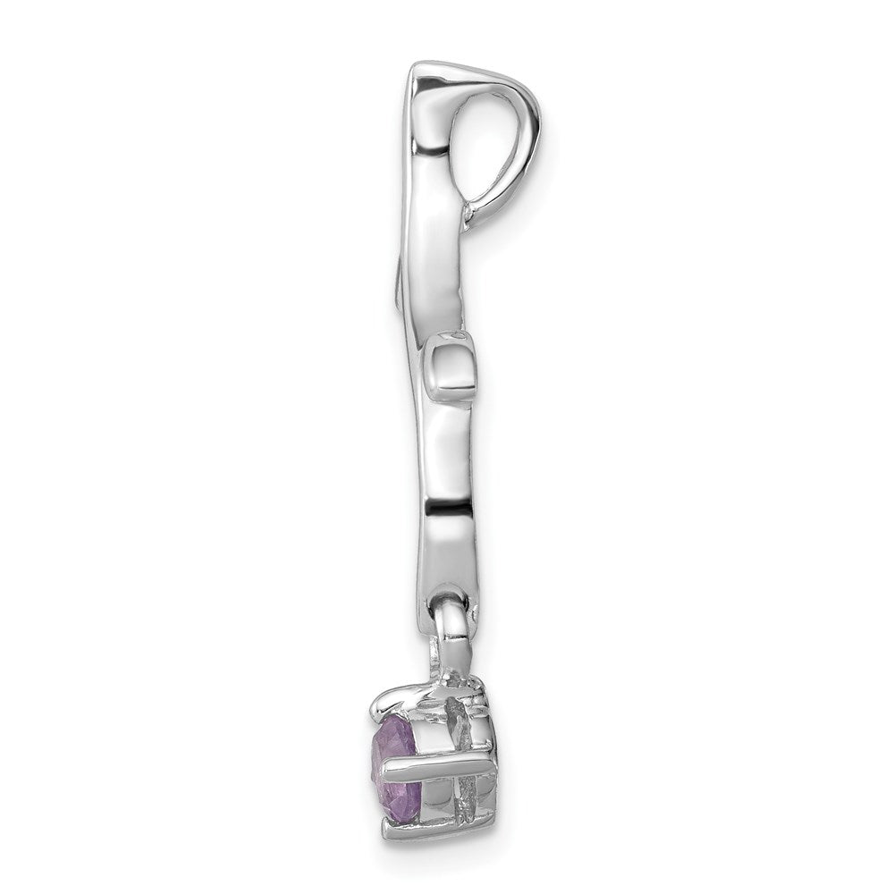 Sterling Silver Rhodium-plated Amethyst Dangle Pendant