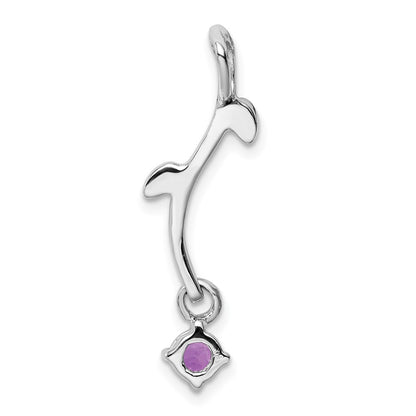 Sterling Silver Rhodium-plated Amethyst Dangle Pendant