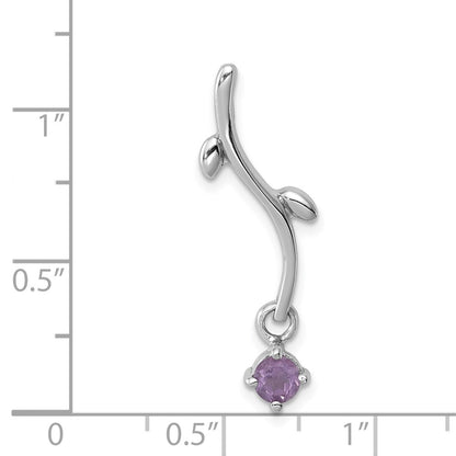 Sterling Silver Rhodium-plated Amethyst Dangle Pendant