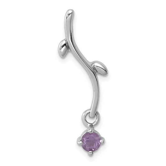 Sterling Silver Rhodium-plated Amethyst Dangle Pendant