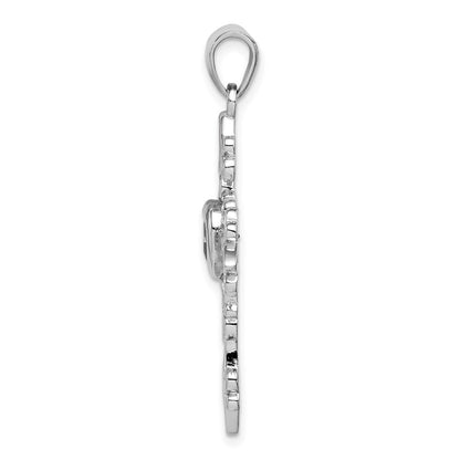 Sterling Silver Rhodium-plated Amethyst Cross Pendant