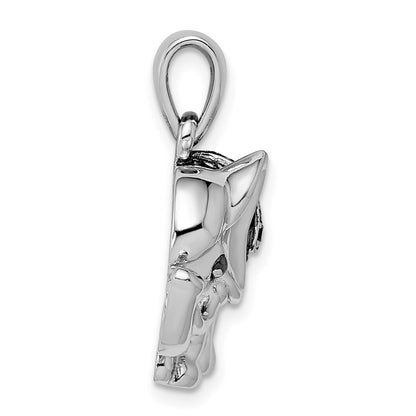 Sterling Silver Rhodium Polished Rhodolite Garnet Elephant Pendant
