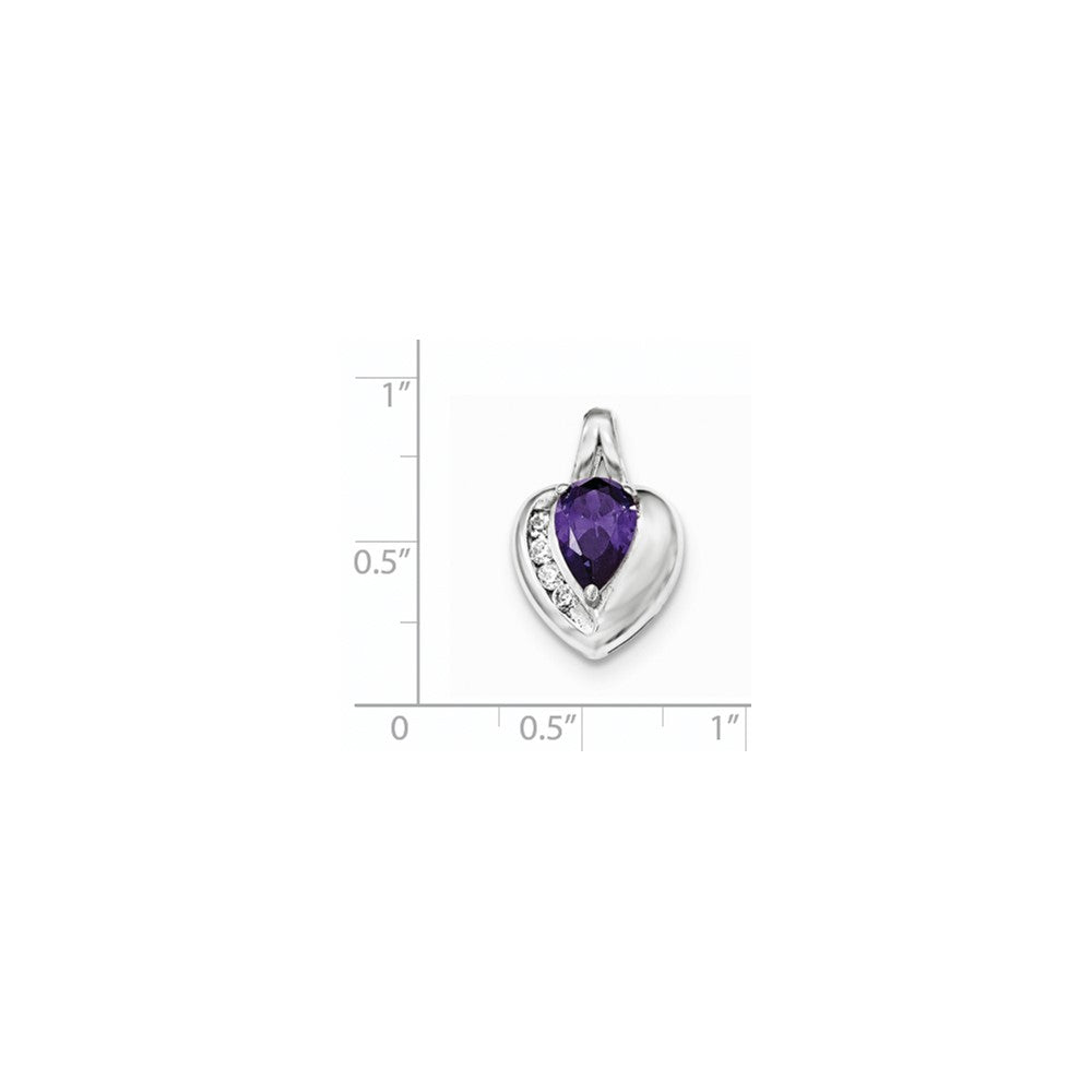 Sterling Silver Amethyst and White Topaz Heart Pendant