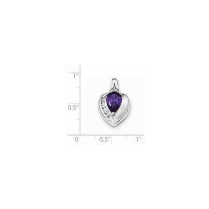 Sterling Silver Amethyst and White Topaz Heart Pendant