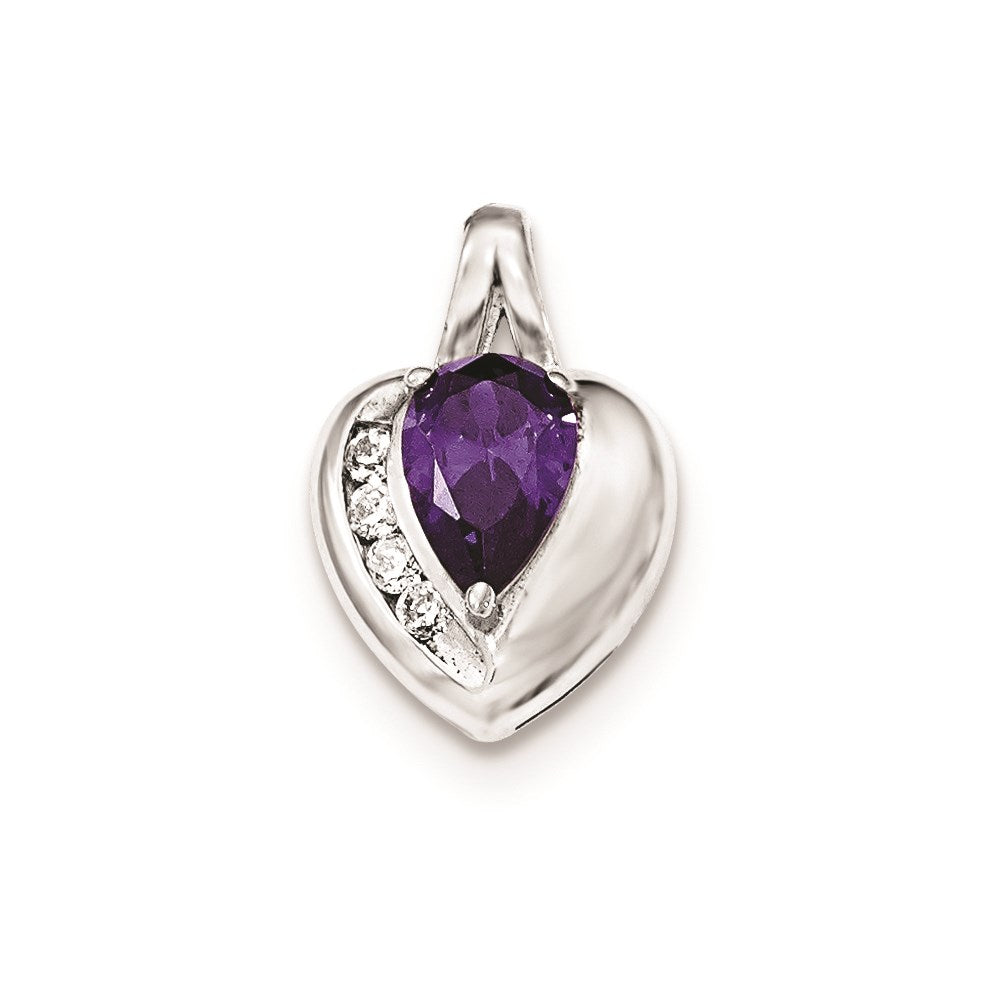 Sterling Silver Amethyst and White Topaz Heart Pendant