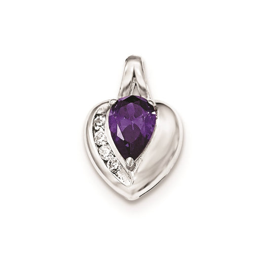 Sterling Silver Amethyst and White Topaz Heart Pendant